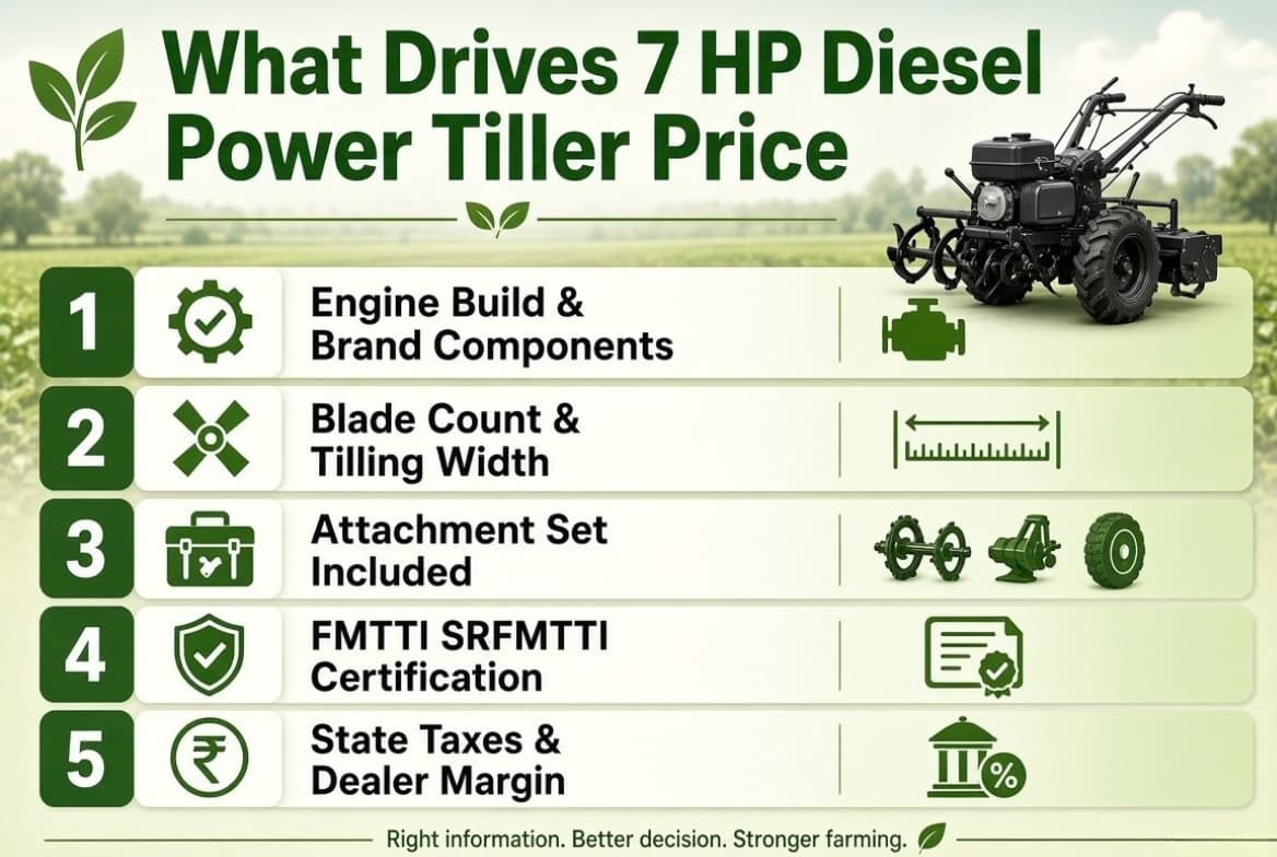 7 HP diesel power tiller in India